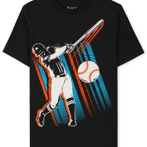 Kids Black Baseball Graphic Tee 100% cotton